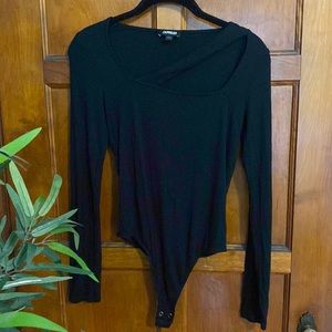 Express Cut Out Black Thong Bodysuit